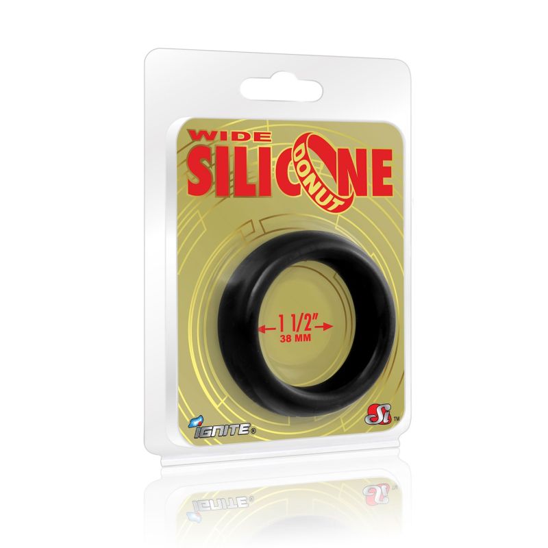 Ignite Wide Donut Cock Ring, Black, 3.8cm