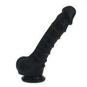 X-MEN Realistic Dildo Ridged Shaft with Balls, 22cm, Black