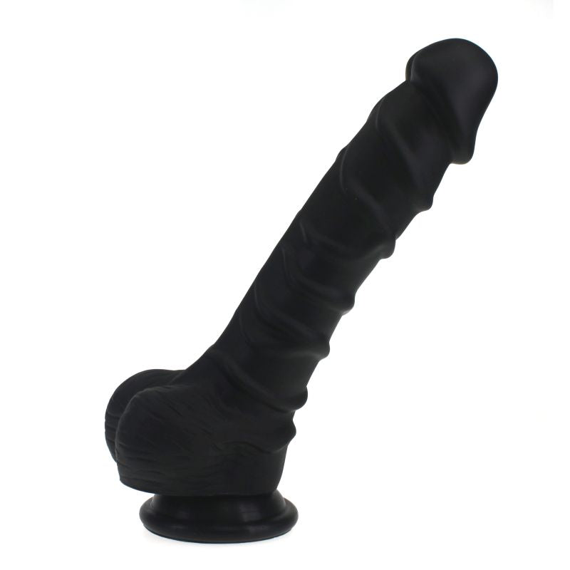 X-MEN Realistic Dildo Ridged Shaft with Balls, 22cm, Black