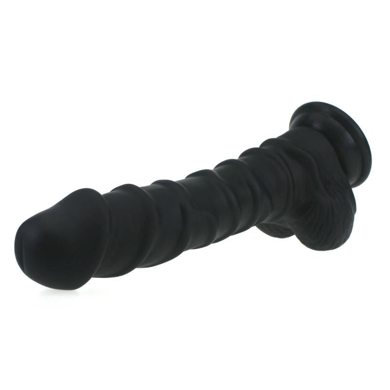 X-MEN Realistic Dildo Ridged Shaft with Balls, 22cm, Black