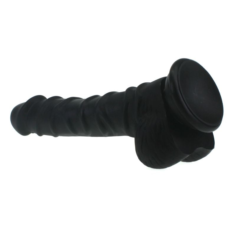 X-MEN Realistic Dildo Ridged Shaft with Balls, 22cm, Black
