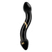 Secret Kisses Handblown Double Ended Dildo 7.5in. Black with golden details