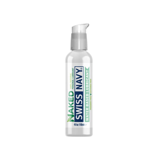 Swiss Navy Naked Water Based Lubricant, 118ml. Bottle with pump cap.