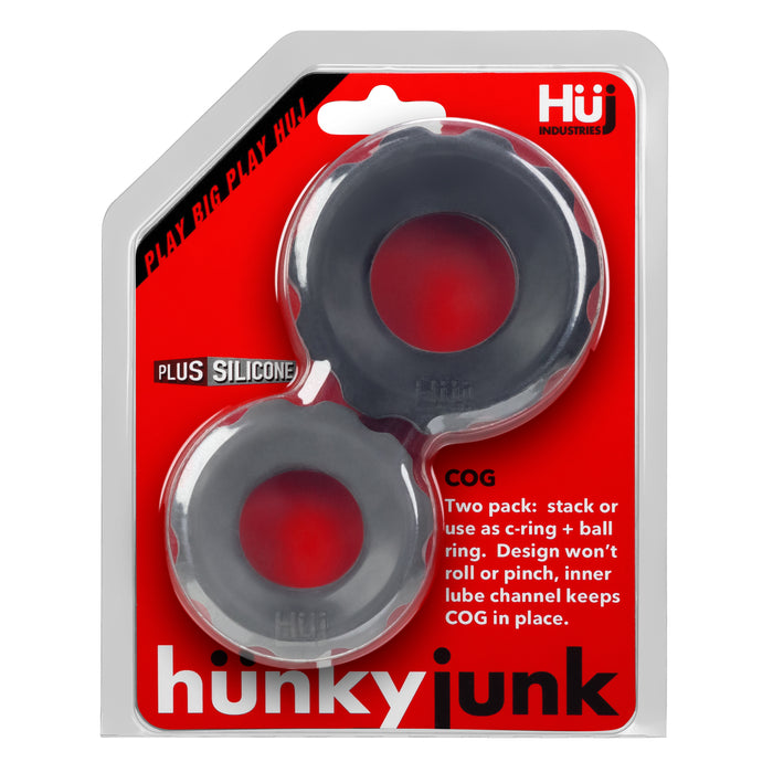 Hunkyjunk COG 2-size Cock Rings, Grey
