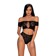 Inessita 2 Pc Set, Black, XL - Obsessive Lingerie