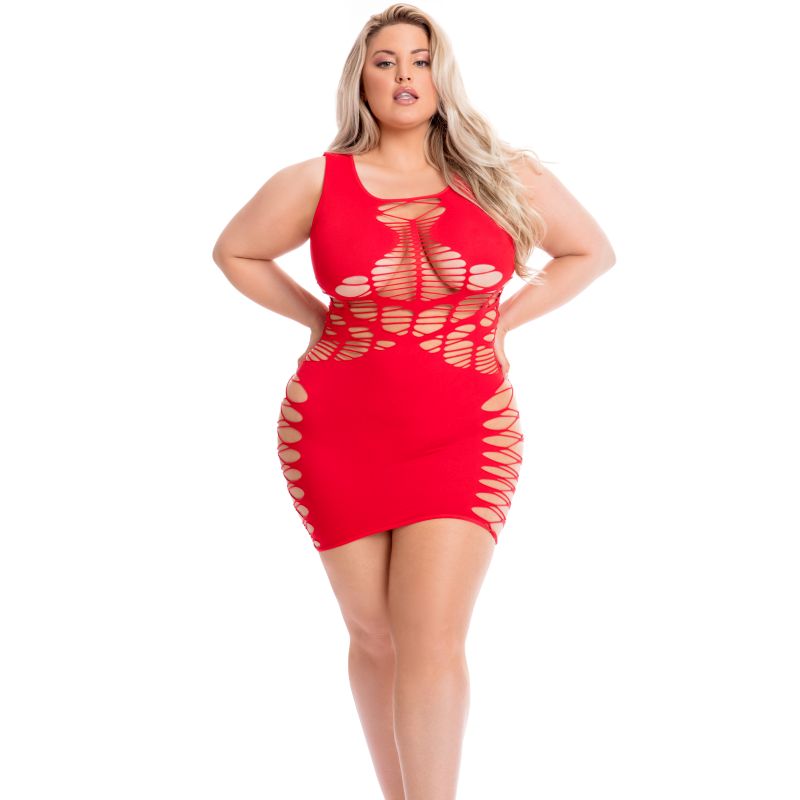 Pink Lipstick Dynamite Diva Mini Dress - Black/Red, Queen