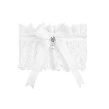 White Amor Blanco lace garter with satin bow detail