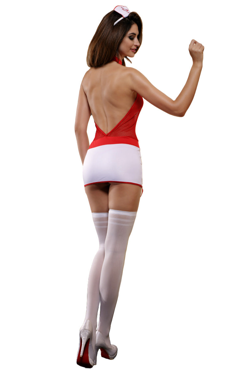 Nurse Florence 4-piece Costume, Red, S/M - Showtime Lingerie