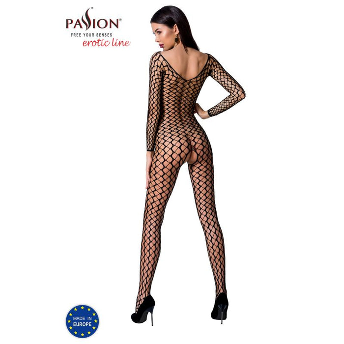 Passion Lingerie Mesh Bodystocking, O/S, Black/White/Red