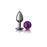 Cheeky Charms Gunmetal Round Butt Plug w Purple Jewel Small