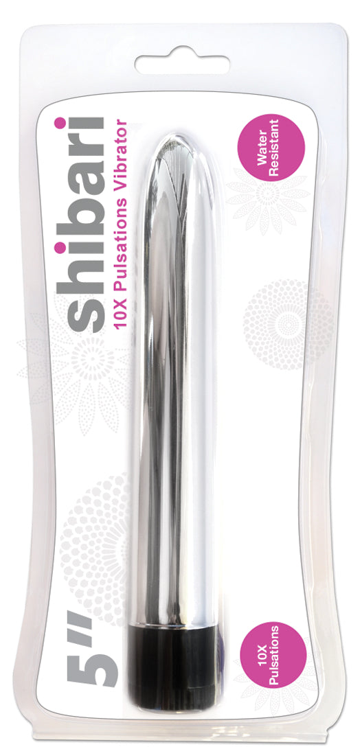 Shibari 10X Pulsations Vibrator, 5", Silver