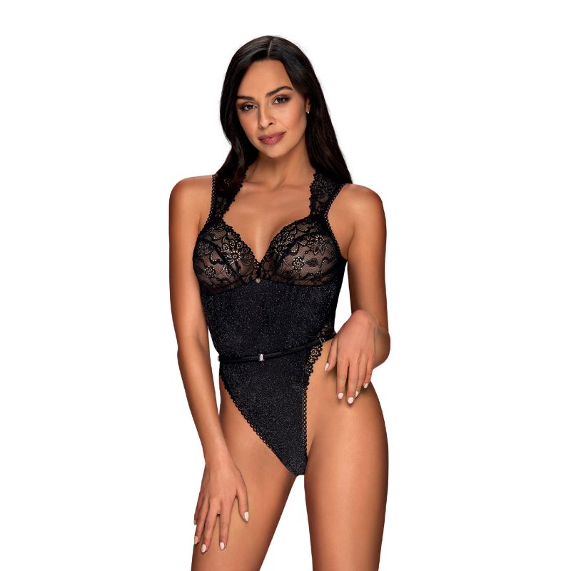 Elisetta Teddy Black L/XL - Obsessive Lingerie