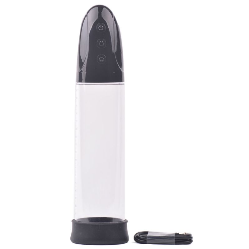LuvPump Premium Rechargeable Penis Pump with Sleeve + Donut, Black
